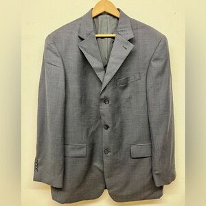 Oscar de la Renta Houndstooth 100% Lambswool Sport Coat Mens 42R Navy Blazer